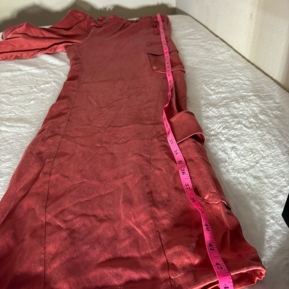 Blanc Noir Chelsea Silk Wide Leg Cargo Pant, Cranberry size Large - Picture 15 of 16